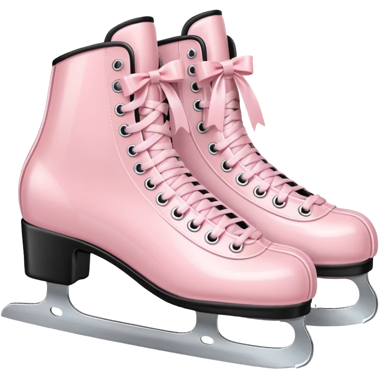 two pastel pink ice skates with bows emoji