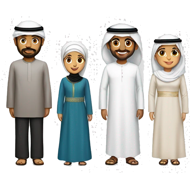 Emirati family, parents, one boy ,one girl emoji