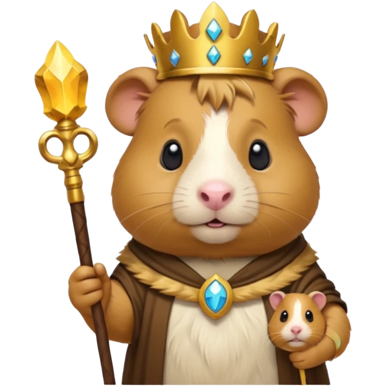 almighty guinea pig god with a mole on the left cheek, holding a scepter, emoji style emoji
