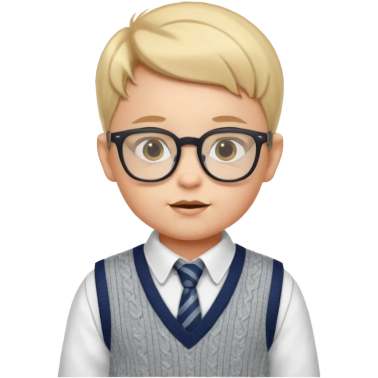 A Baby wearing Nerdy glasses, and a sweater vest over a collared dress shirt  emoji