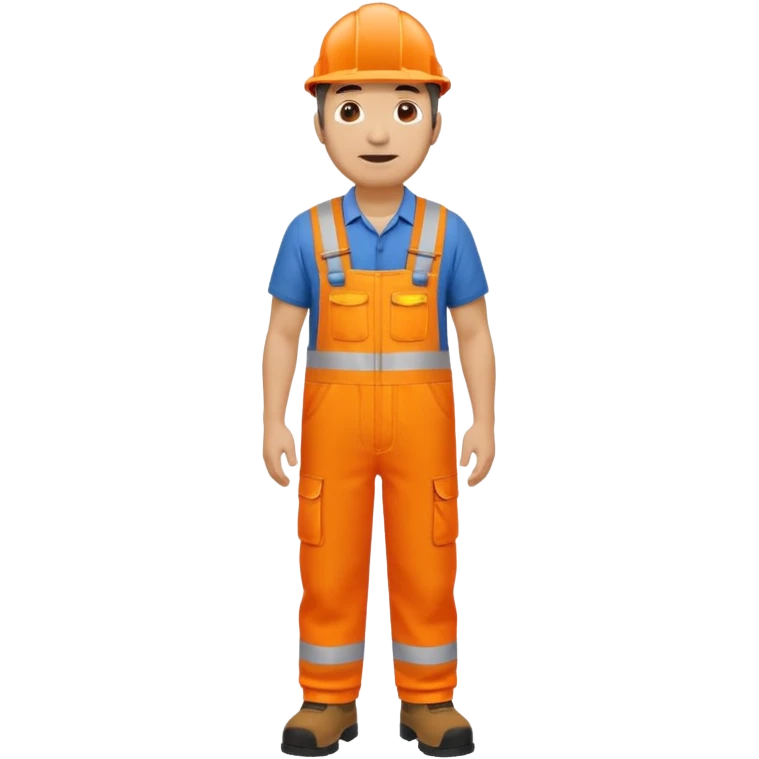 mature engineer hi-vis orange overalls standing full body emoji