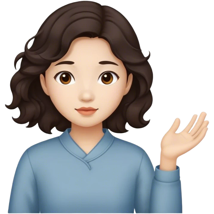 Beyaz tenli,koyu kahve dalgalı saçlı,asyalı bir genç kız emoji