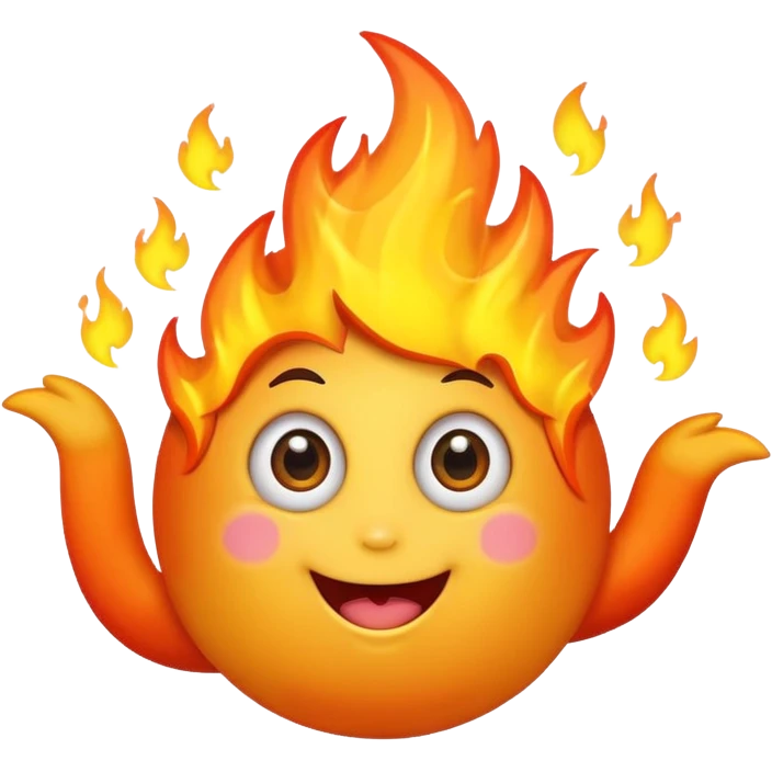 A bubble head cute fire with face a big cute eyes emoji