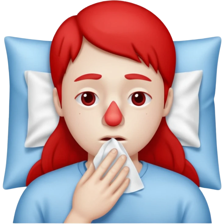 sick person with tissue on nose, fever and red nose. emoji