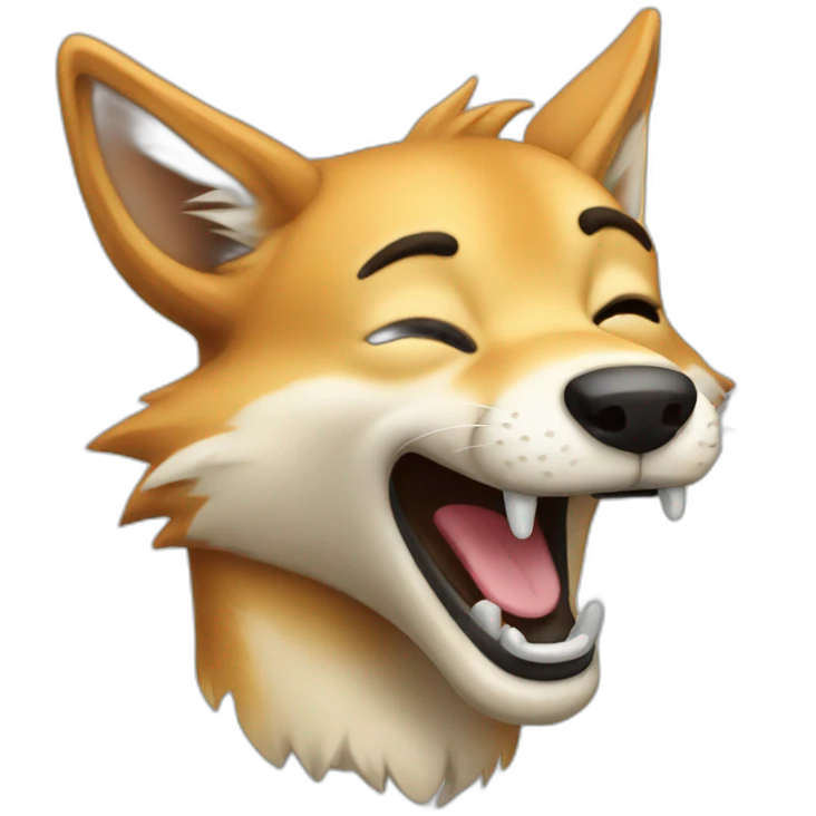 A dingo laughing emoji