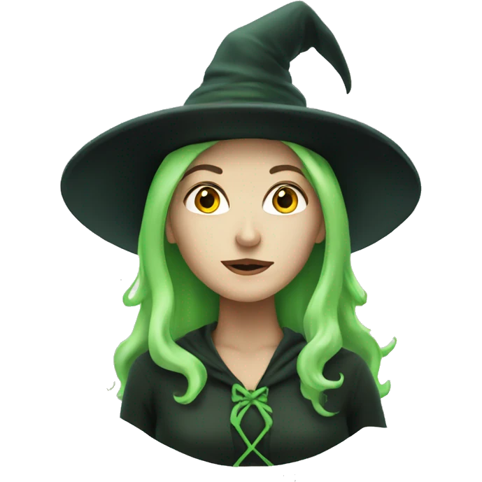 WHITE woman green witch emoji