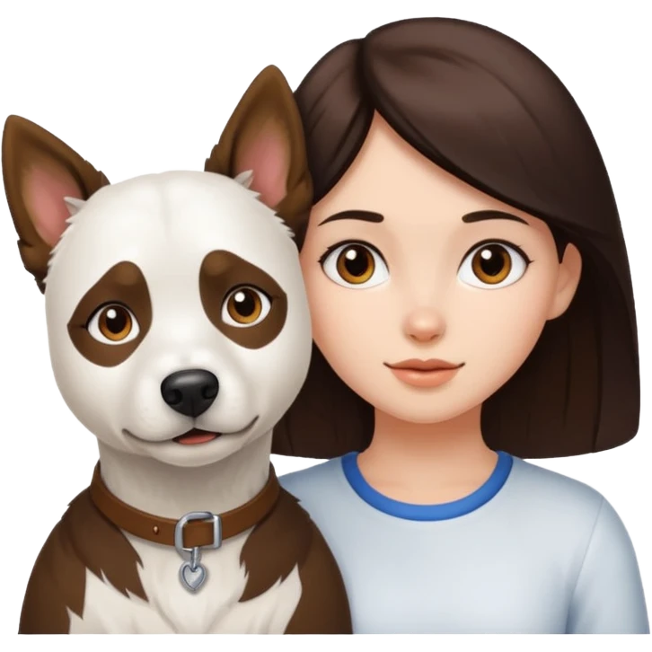 white dog with brunette girl emoji