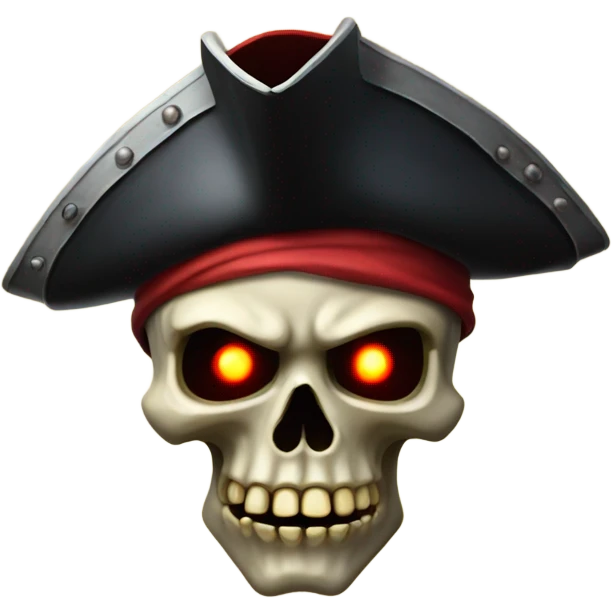 Scary pirate skull with glowing red eyes emoji