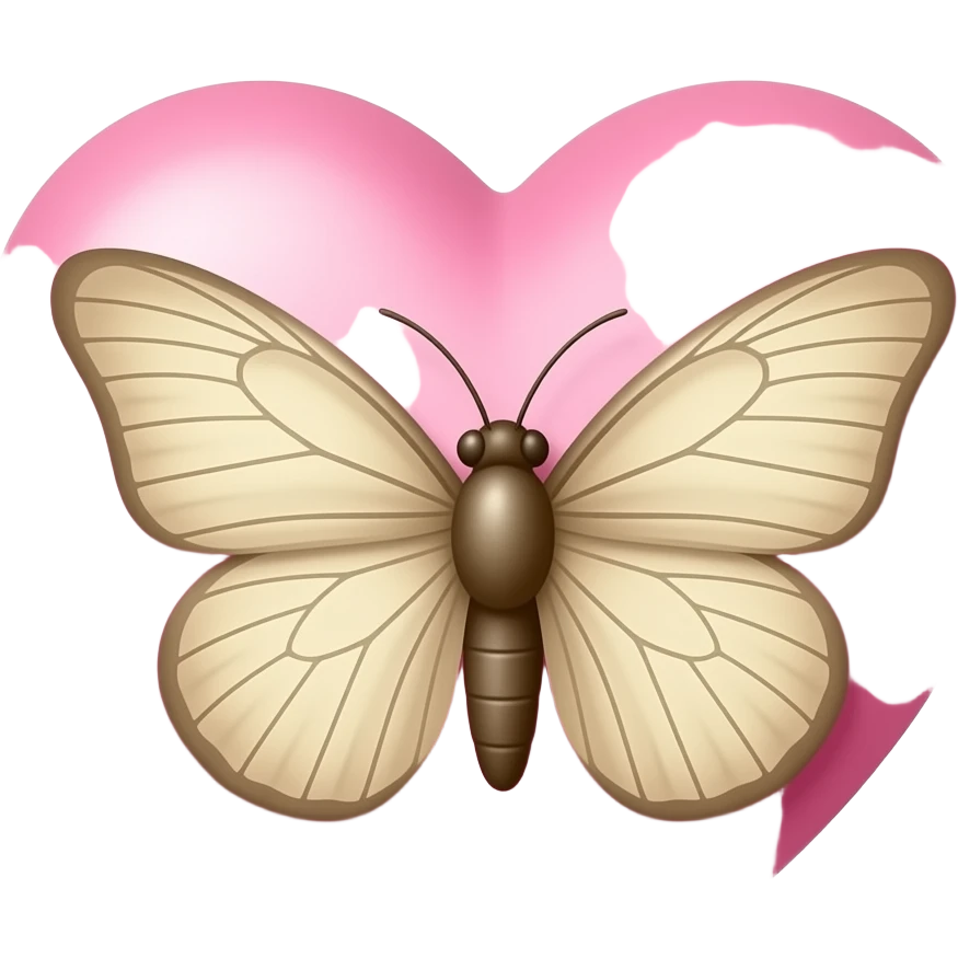 Moth on top of pink heart emoji