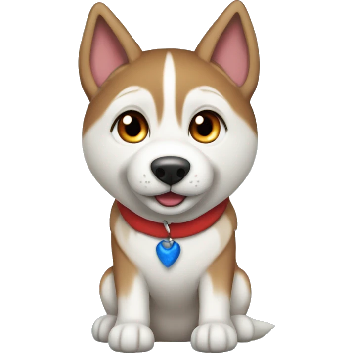 Red Siberian Husky with blue eyes Christmas full body emoji