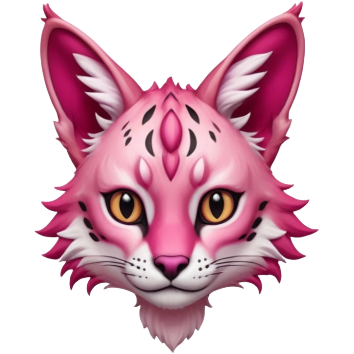 Epic complex detailed sanguine-red magenta pink white pastel realistic aesthetic-scenic-Fakémon-Trico-Sergal-Serval-Vernid-creature emoji