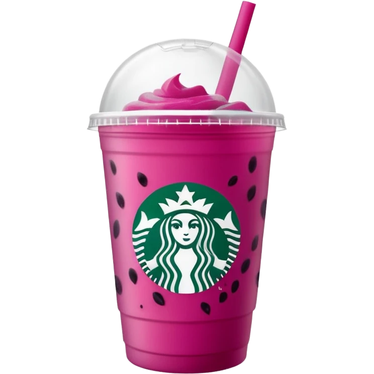 Starbucks dark pink dragonfruit refresher.  opaque lid!! starbucks logo. emoji