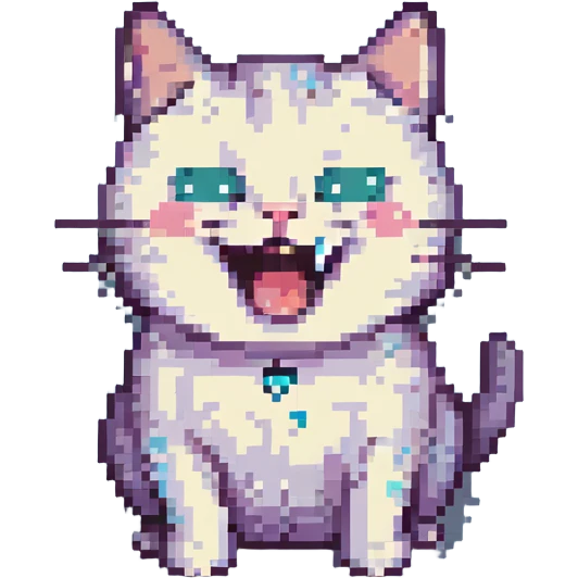cat laughing and crying at the same time, expressive face, pixel art style emoji
