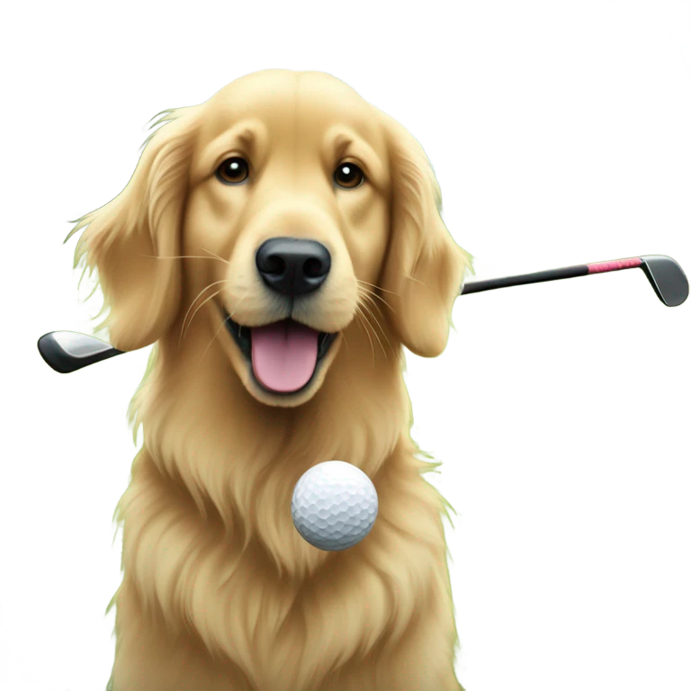 Golden retriever golfing emoji