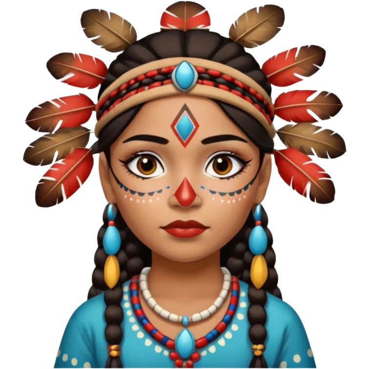 Chica indígena con maquillaje tradicional de indígenas con puntos y rayas emoji