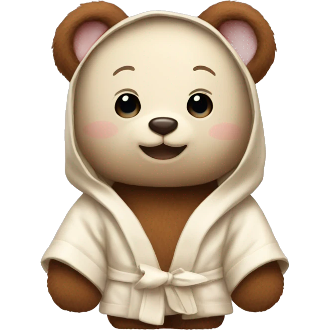 Brown Stuffed animal Bear wearing a cream bunny-eared robe emoji