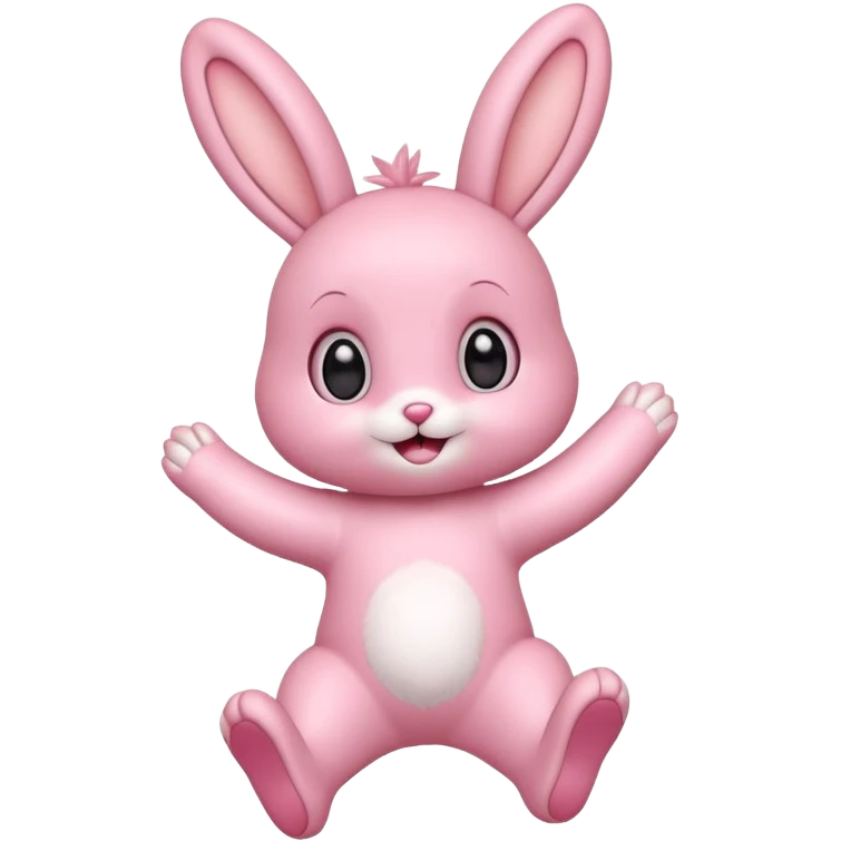Exited pink bunny, kawaii chibi fluffy ears and body jumping of excitement  emoji