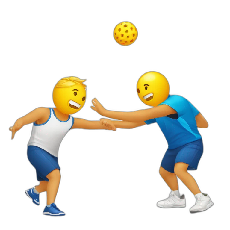 Pickleball player hitting another player in elbow emoji