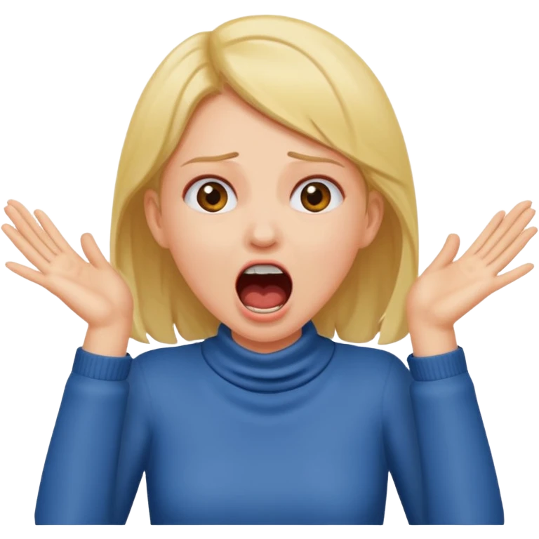 girl screaming with hands around her neck  emoji