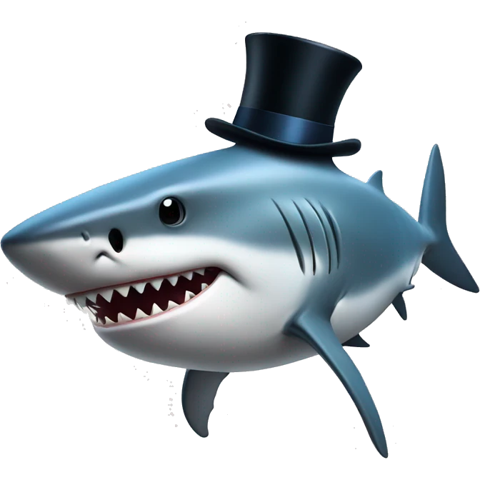 Shark with a top hat emoji