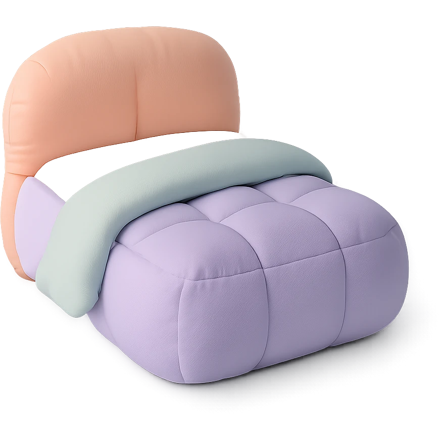 soft cushion style illustration of a bed, pastel colors emoji