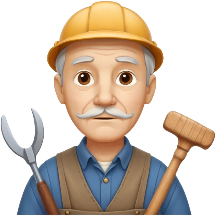 old master carpenter portrait, head and shoulders only, vintage clothing collar, wooden tool handle visible, wise expression, timeless craftsman vibe, 3D cartoon, mobile game icon style, clean background, no text, no watermark
 emoji