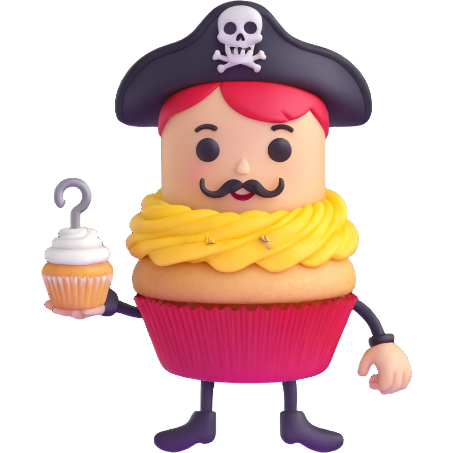 cupcake pirate with a hook hand emoji