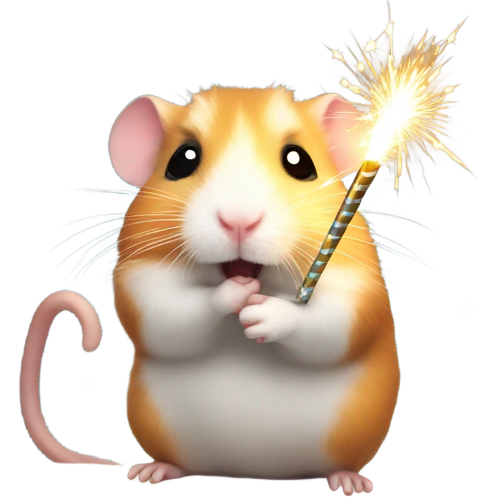 Christmas hamster with sparkler emoji