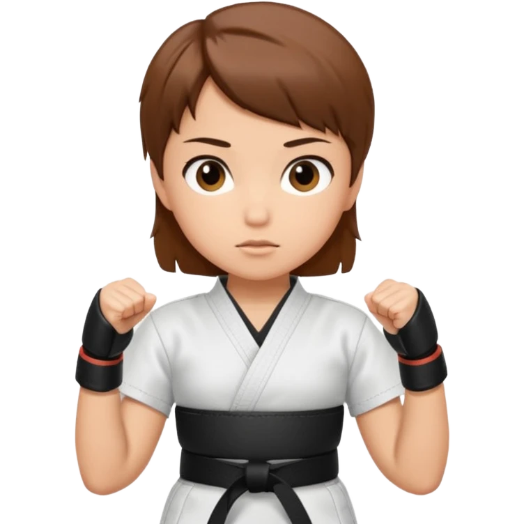 karate girl with black belt and brown short hair emoji