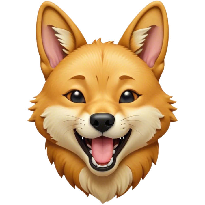 Cinematic Cute Yawning Dingo Portrait Emoji, Head tilted slightly with a dramatic, wide-open yawn, showcasing a soft, sandy fur with gently drooping ears and round amber eyes barely open in drowsy contentment, Simplified yet irresistibly adorable features, highly detailed, glowing with a soft, cozy glow, high shine, relaxed yet expressive, stylized with a touch of wild charm, bright and endearing, soft glowing outline, capturing the essence of a sleepy yet affectionate dingo, so drowsy it feels like it could stretch out of the screen and curl up for a nap! emoji