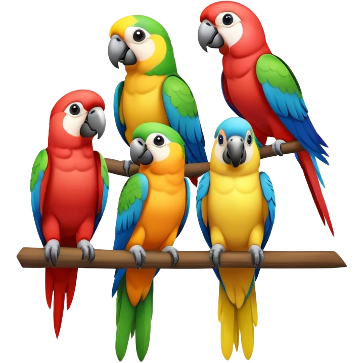 A family of four parrots  emoji