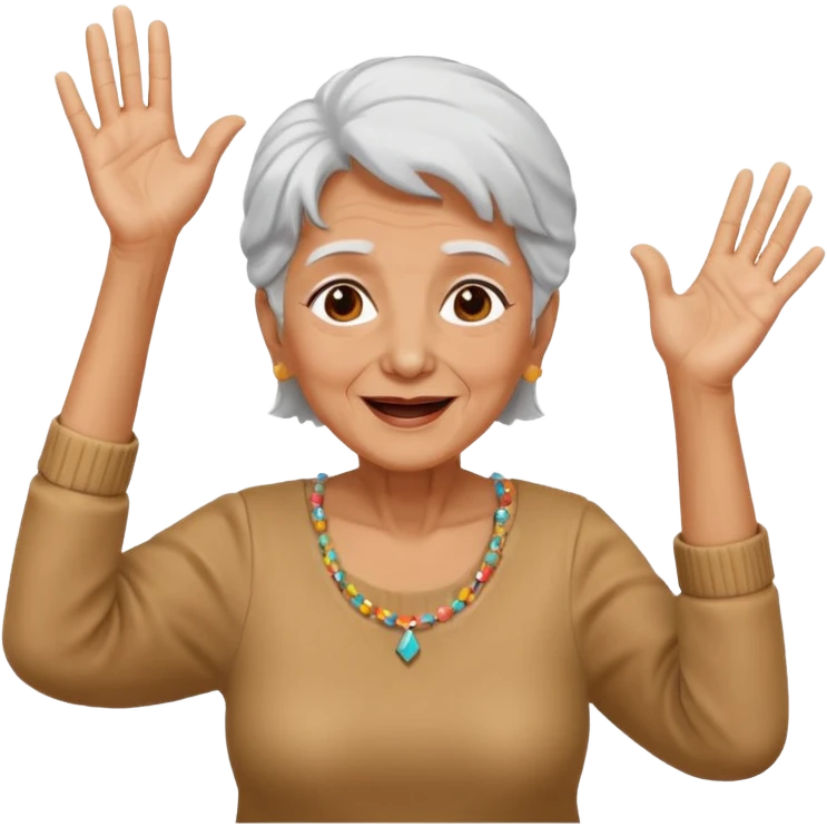 Old lady hands up raise the roof dancing  like she doesn’t care  emoji