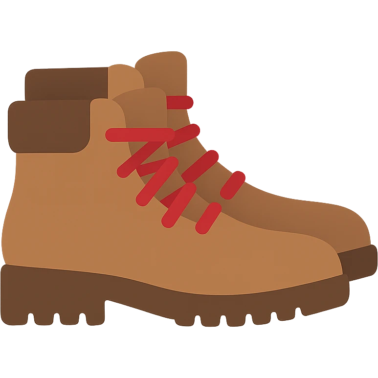 brown hiking boots with red laces, flat  emoji