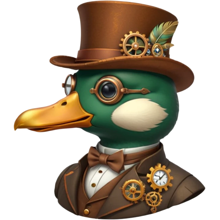 Create a steampunk mallard that has monocle glasses
 emoji