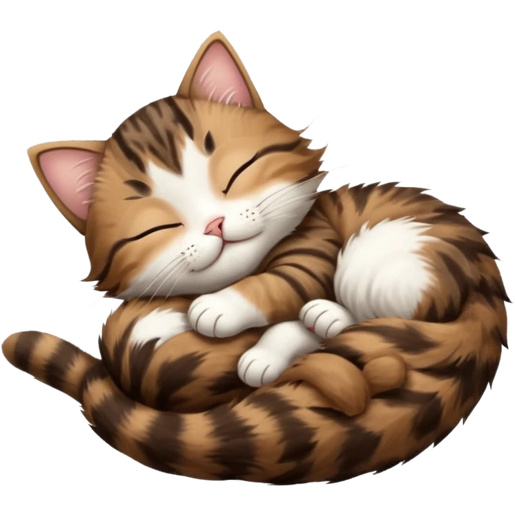 dark brown tabby and white kitten sleeping upside down on its back emoji