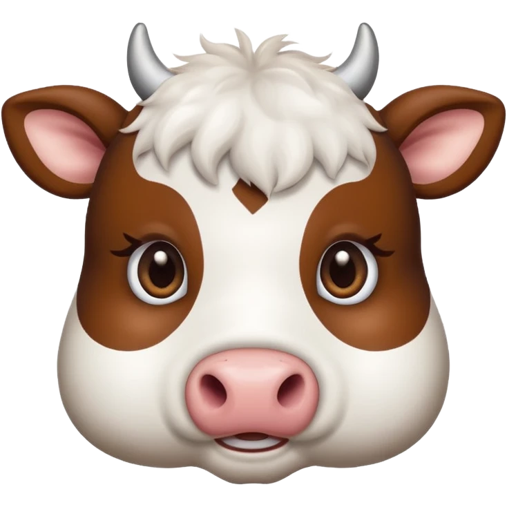 simple cute cow face, animal eyes, not person eyes emoji