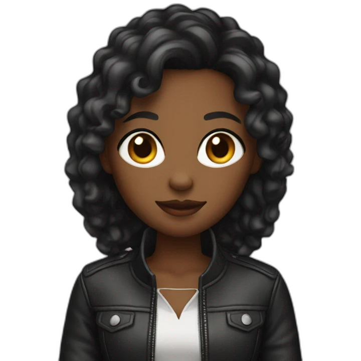 Ebony girl with a Leather jacket emoji