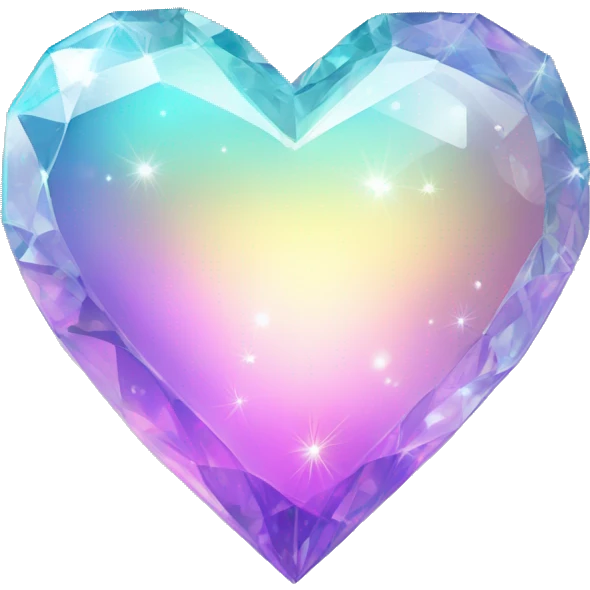 Sparkly glossy Pastel iridescent glass crystal heart emoji