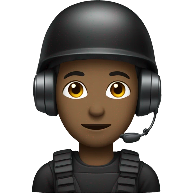 operator dressed in black with a milatary helmet, without glasses, wearing a headset, preferably male emoji