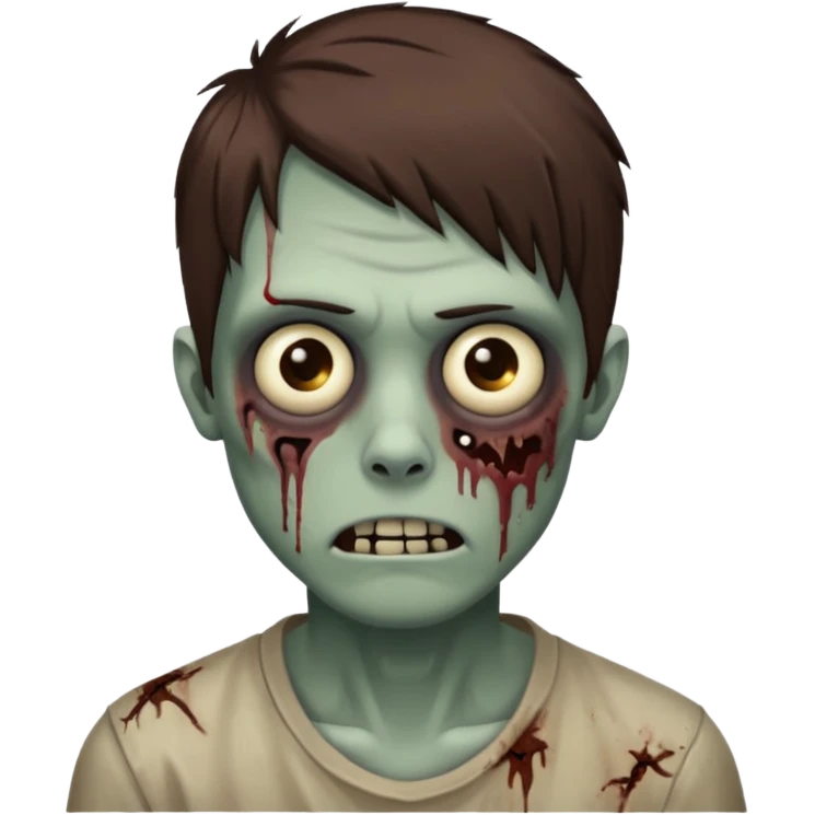 zombie, emo guy, with dark circles under his eyes and brown hair emoji
