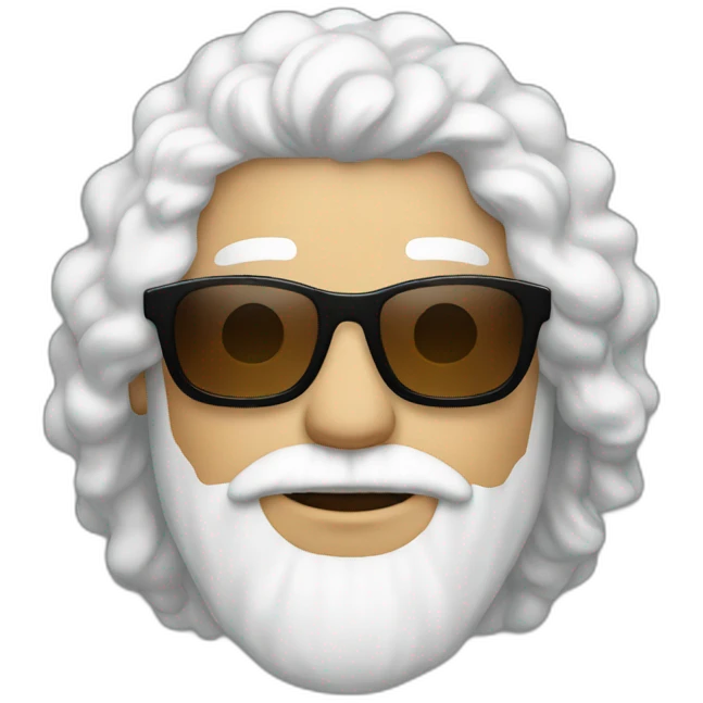 A men with white curly hair and brown sunglasses  emoji