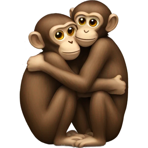 Two monkeys hugging  emoji