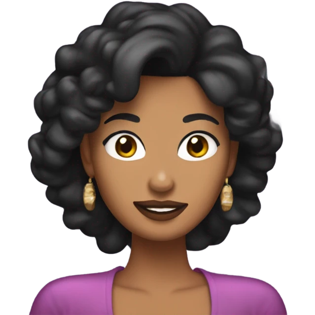 Tanned woman with black hair dressed in 1990s r&b hair, makeup, and attire  emoji