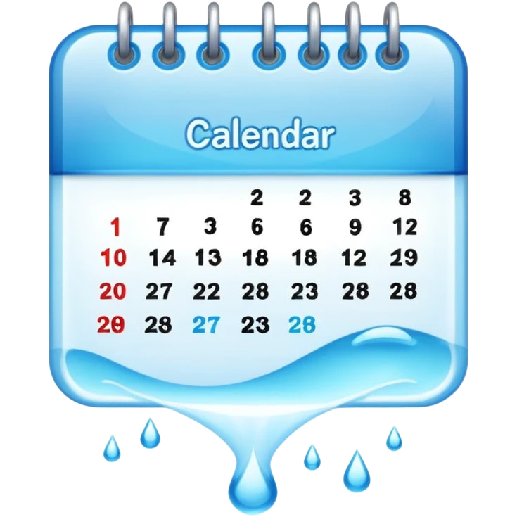 calendar with a highlighted droplet emoji