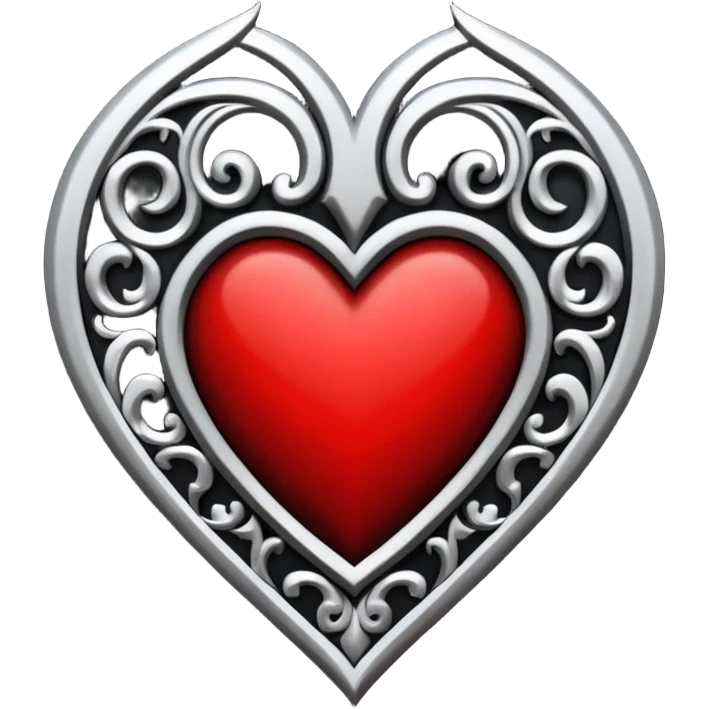 Can you make a heart with a gothic design, I want black and blood red colors . I want the letter I in the middle of the heart emoji