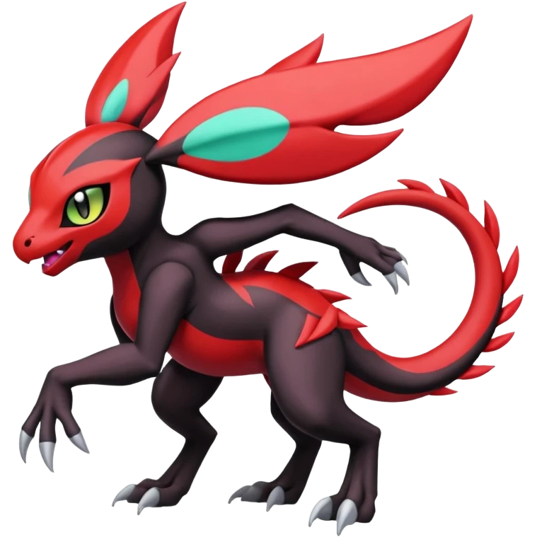 Colorful Meloetta-Guilmon-Darkrai-Pokémon-Fakémon-fusion-hybrid-creature emoji