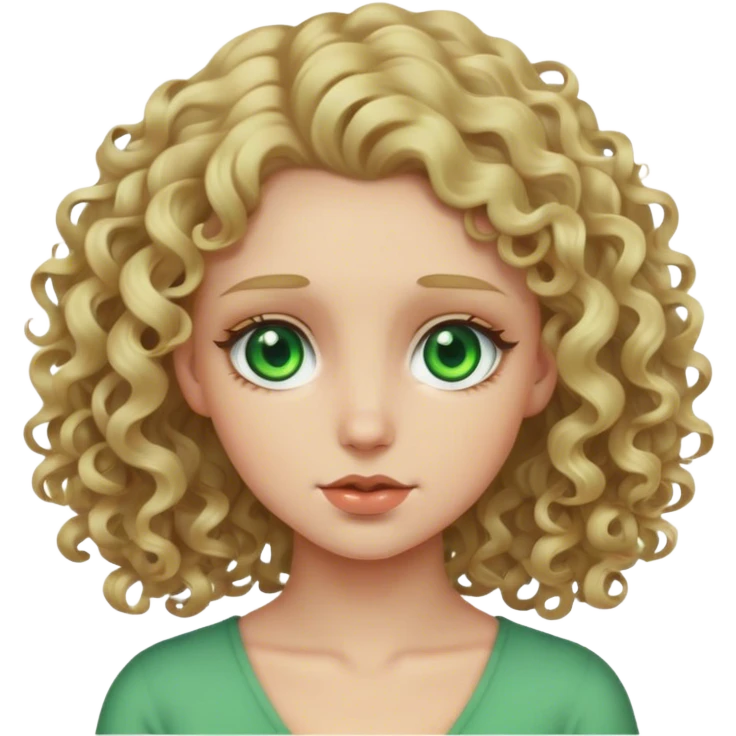 pale dark blonde curly girl with green eyes emoji