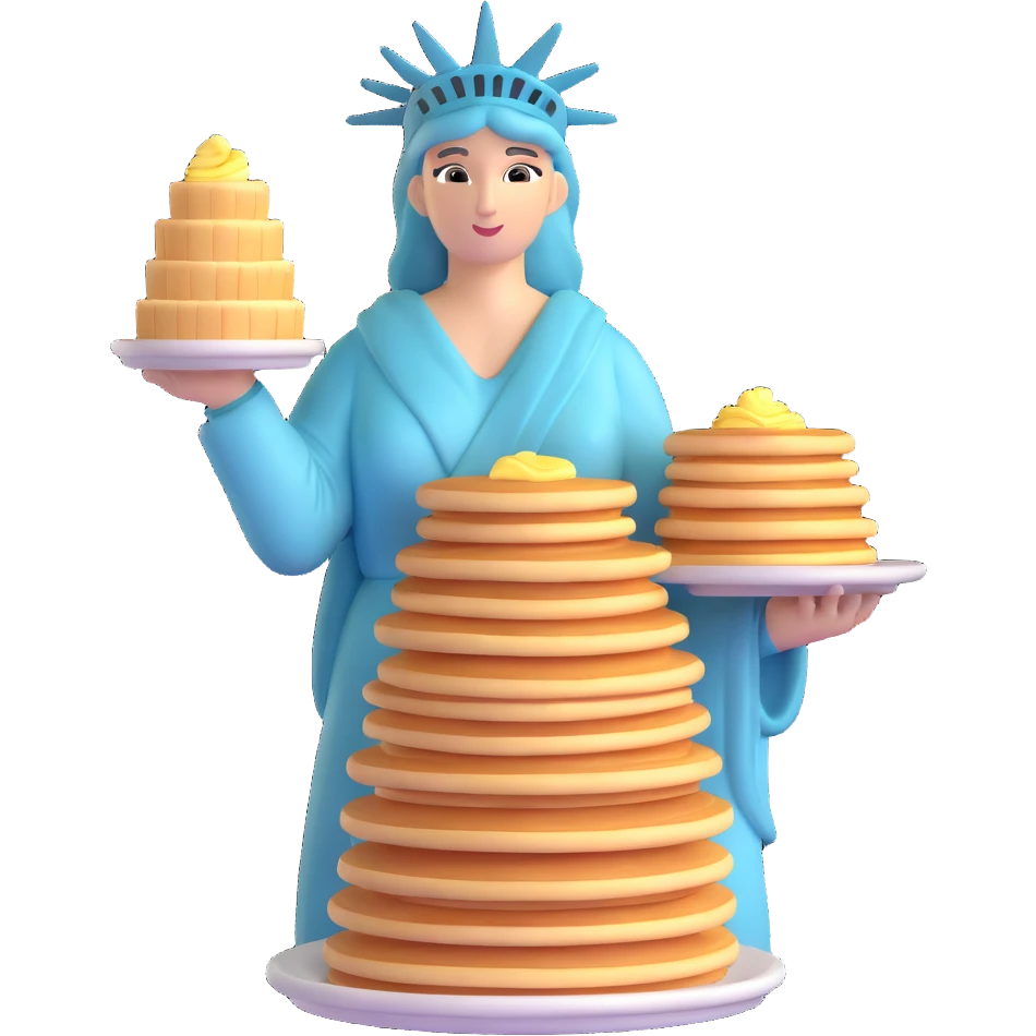 Statue of Liberty holding a stack of pancakes emoji