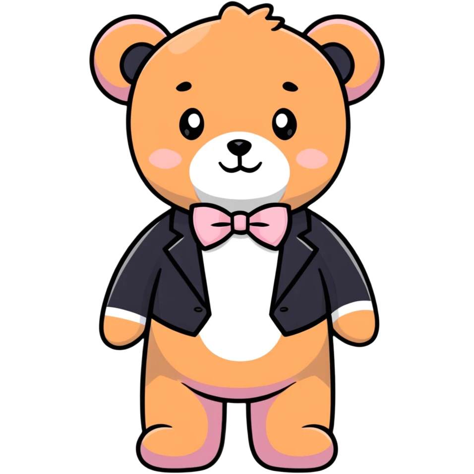 teddy bear with light pink bow tie emoji