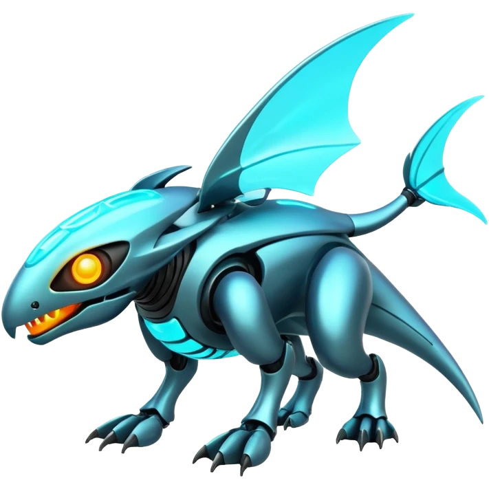 A bright neon-glowing legendary futuristic cool Fakémon-creature emoji